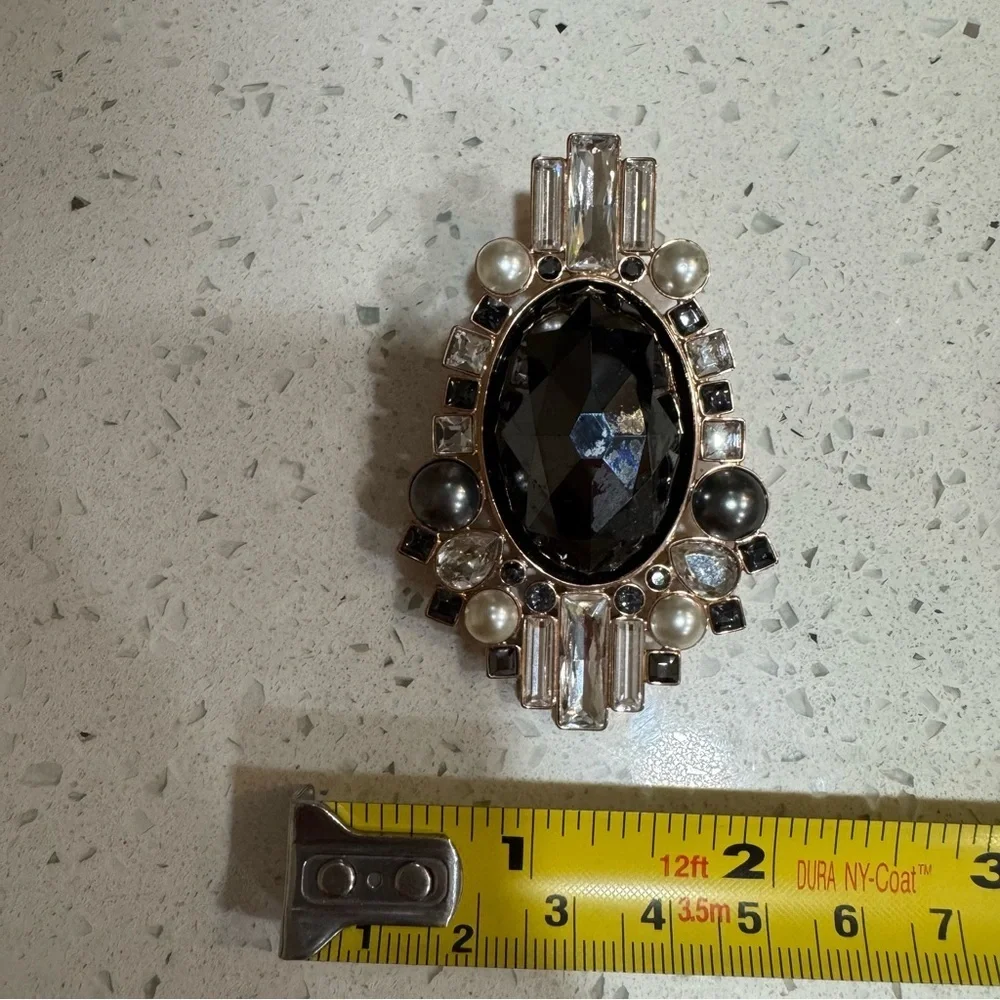 Swarovski Black Crystal Brooch & Pendant with Pearls - Picture 4 of 8